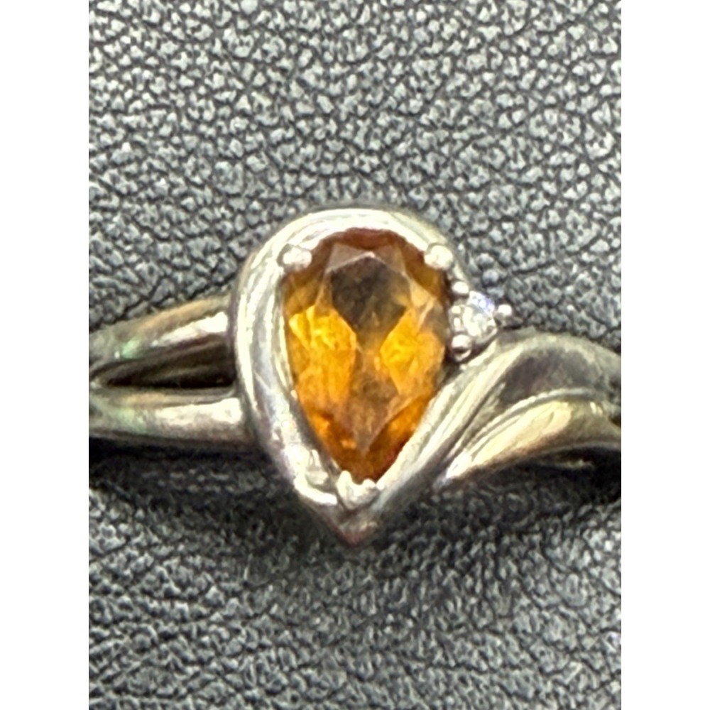 EUC 14k Accent Sterling Silver Citrine Ring Size 6.25 J28 - Picture 5 of 10